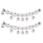 Elegant Multicolour Stone Silver Bridal Payal Set