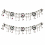 Elegant Floral Multilayer Silver Oxidised Payal Set with Stone Charms