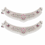 Elegant Multicolour Floral Silver Bridal Payal Set