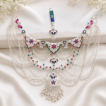 Multicolor Enamel Silver Bridal Necklace Set