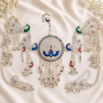 Multicolor Peacock Design Silver Bridal Jewellery Set