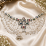 Elegant Multicolor Silver Bridal Necklace Set