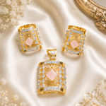 Elegant Floral Gold Pendant & Earring Set